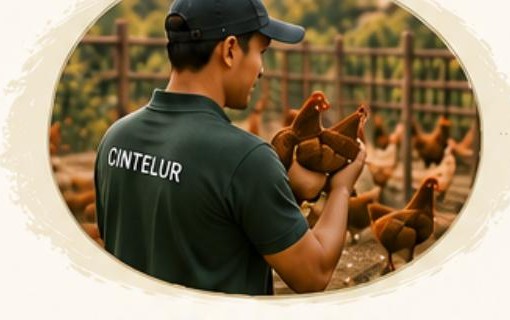 Tim Cintelur merawat ayam di peternakan